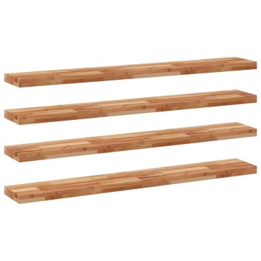 vidaXL Ράφια Πλωτά 4 τεμ. 120x20x4cm από Μασίφ Ξύλο Ακακίας με Φινίρισμα Λαδιού
