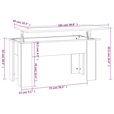 vidaXL Τραπεζάκι Σαλονιού Γκρι Σκυρ. 101x49x52cm Επεξεργασμένο Ξύλο 1 τεμ.