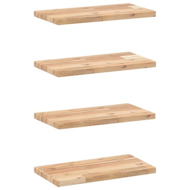 vidaXL Ράφια Πλωτά 4 τεμ. 60x20x2cm από Μασίφ Ξύλο Ακακίας χωρίς Επεξεργασία