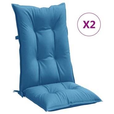 vidaXL Μαξιλάρια Καρέκλας με Πλάτη 2 τεμ. Μπλε 120x50x7cm Ύφασμα