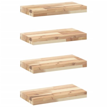 vidaXL Ράφια Πλωτά 4 τεμ. 60x20x4cm από Μασίφ Ξύλο Ακακίας
