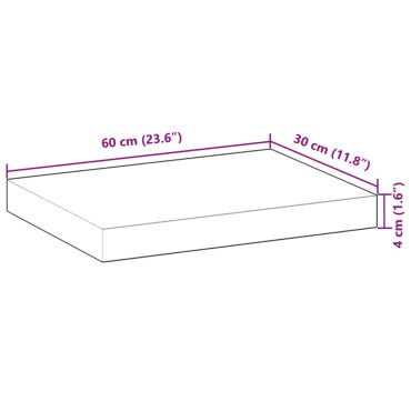 vidaXL Ράφια Πλωτά 3 τεμ. 60x30x4cm από Μασίφ Ξύλο Ακακίας χωρίς Επεξεργασία