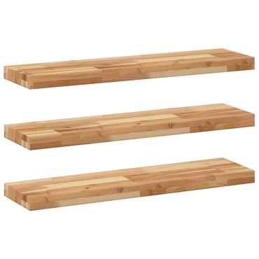 vidaXL Ράφια Πλωτά 3 τεμ. 80x20x4cm από Μασίφ Ξύλο Ακακίας με Φινίρισμα Λαδιού