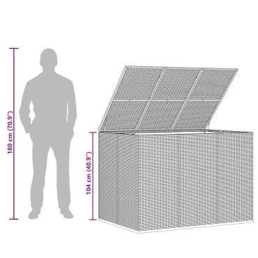 vidaXL Κουτί Μαξιλαριού Κήπου Καφέ 145x100x103cm Ρατάν Πολυαιθ. 1 τεμ.