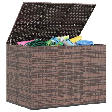 vidaXL Κουτί Μαξιλαριού Κήπου Καφέ 145x100x103cm Ρατάν Πολυαιθ. 1 τεμ.