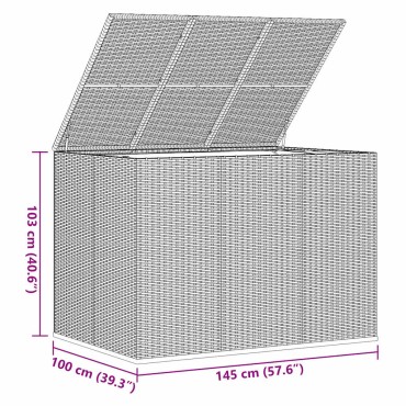 vidaXL Κουτί Μαξιλαριού Κήπου Καφέ 145x100x103cm Ρατάν Πολυαιθ. 1 τεμ.