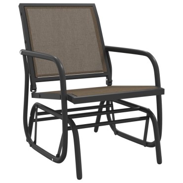 vidaXL Καρέκλες Κήπου Κουνιστές 2 τεμ Καφέ 61x76x87εκ Textilene/Ατσάλι