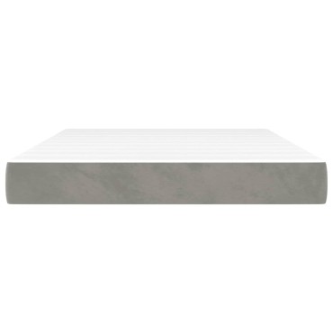 vidaXL Στρώμα με Pocket Springs Μεσαίας Σκληρότητας Αν. Γκρι 137x190x20cm Πλήρες Βελούδο 1 τεμ. - Διπλό