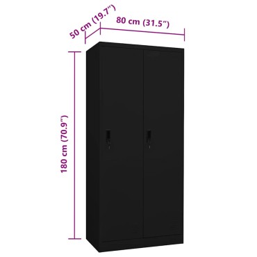 vidaXL Ντουλάπα Μαύρη 80x50x180cm Ατσάλινη 1 τεμ.