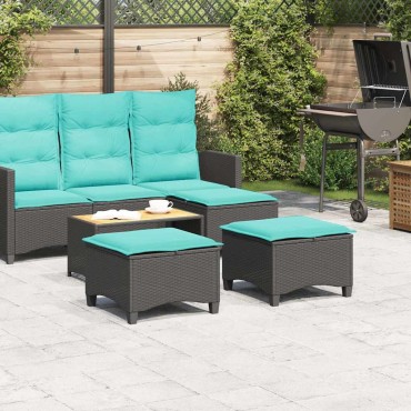 vidaXL Σκαμπό Κήπου με Μαξιλάρια 2 τεμ. Μαύρα 55x55x36cm από Συνθετικό Ρατάν