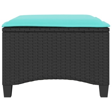 vidaXL Σκαμπό Κήπου με Μαξιλάρια 2 τεμ. Μαύρα 55x55x36cm από Συνθετικό Ρατάν