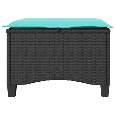 vidaXL Σκαμπό Κήπου με Μαξιλάρια 2 τεμ. Μαύρα 55x55x36cm από Συνθετικό Ρατάν