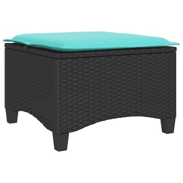 vidaXL Σκαμπό Κήπου με Μαξιλάρια 2 τεμ. Μαύρα 55x55x36cm από Συνθετικό Ρατάν