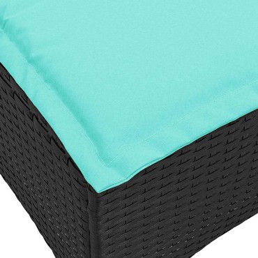 vidaXL Σκαμπό Κήπου με Μαξιλάρια 2 τεμ. Μαύρα 55x55x36cm από Συνθετικό Ρατάν