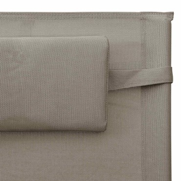 vidaXL Ξαπλώστρες 2 τεμ. Taupe/Γκρι από Textilene 149x62x88cm