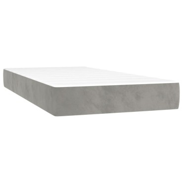 vidaXL Στρώμα με Pocket Springs Μεσαίας Σκληρότητας Αν. Γκρι 100x203x20cm Βελούδο Twin XL 1 τεμ. - Μονό
