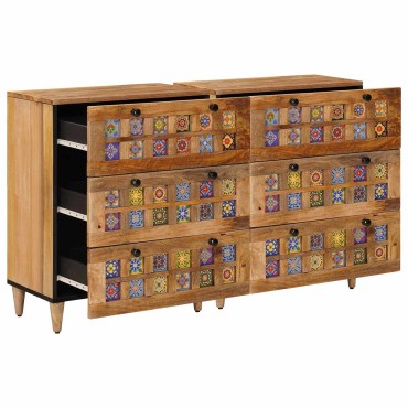vidaXL Πλαϊνό γραφείο 2 τεμ. 60x33x75cm Στερεό ξύλο μάνγκο Φυσικό
