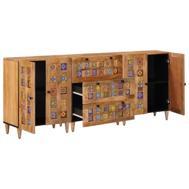 vidaXL Πλαϊνό γραφείο 3 τεμ. 60x33,5x75cm Στερεό ξύλο μάνγκο