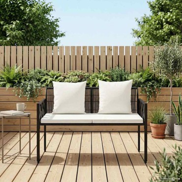 vidaXL Εξωτερικά παγκάκια 2 -Seater 116x56x75cm συνθετικό ρατάν