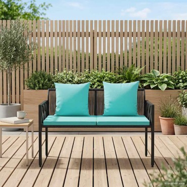 vidaXL Εξωτερικά παγκάκια 2 -Seater 116x56x75cm συνθετικό ρατάν