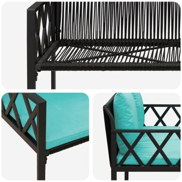 vidaXL Εξωτερικά παγκάκια 2 -Seater 116x56x75cm συνθετικό ρατάν