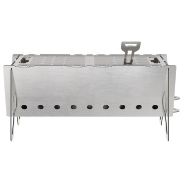 vidaXL Φωτιά στο κάμπινγκ 42 x 22 x 18 εκ. Ανοξείδωτο Ατσάλι Ασημί