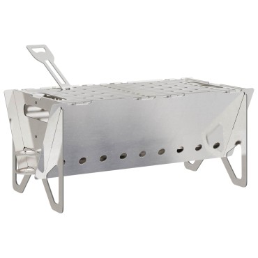 vidaXL Φωτιά στο κάμπινγκ 42 x 22 x 18 εκ. Ανοξείδωτο Ατσάλι Ασημί