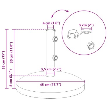 vidaXL Βάση παρασόλ για στύλους 40-50 χιλιοστών 26.45 kg Γκρι