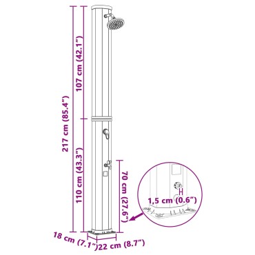 vidaXL Ηλιακό ντους με κεφαλή ντους και βρύση 40 l Μαύρο