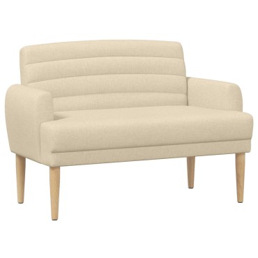 vidaXL Love seat με κουμπιά Κρεμ 116x67x80cm Ύφασμα