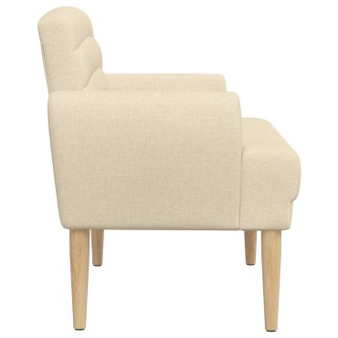 vidaXL Love seat με κουμπιά Κρεμ 116x67x80cm Ύφασμα