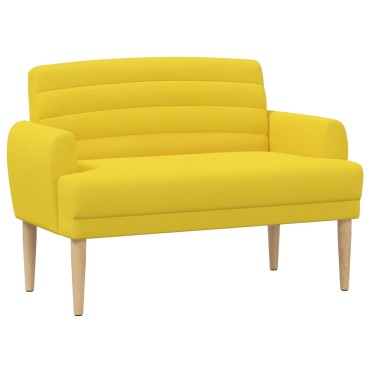 vidaXL Love seat με κουμπιά Απαλό Κίτρινο 116x67x80cm Ύφασμα