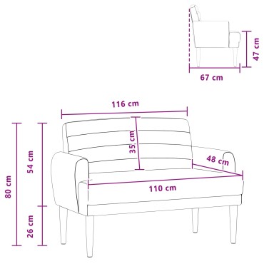vidaXL Love seat με κουμπιά Μπλε τζην 116x67x80cm Ύφασμα