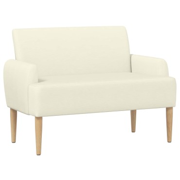vidaXL Love seat με κουμπιά Κρεμ 116x67x81cm Υφασμάτινο Κορντουρά