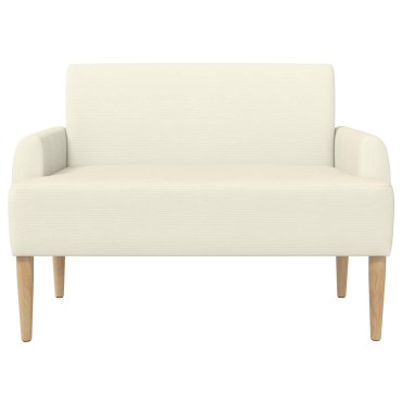 vidaXL Love seat με κουμπιά Κρεμ 116x67x81cm Υφασμάτινο Κορντουρά