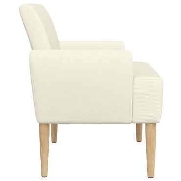 vidaXL Love seat με κουμπιά Κρεμ 116x67x81cm Υφασμάτινο Κορντουρά
