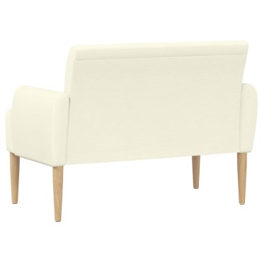 vidaXL Love seat με κουμπιά Κρεμ 116x67x81cm Υφασμάτινο Κορντουρά