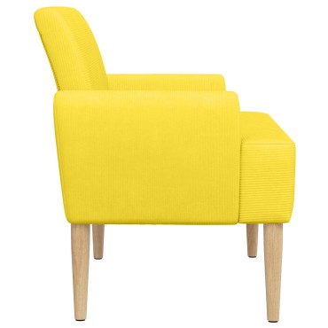 vidaXL Love seat με κουμπιά Απαλό Κίτρινο 116x67x81 εκ