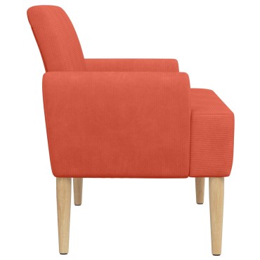 vidaXL Love seat με κουμπιά Κόκκινο Πορτοκαλί 116x67x81 εκ