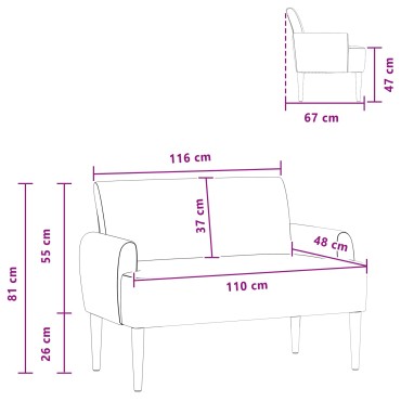 vidaXL Love seat με κουμπιά Κόκκινο Πορτοκαλί 116x67x81 εκ