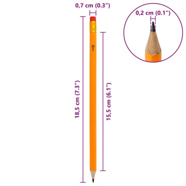 vidaXL Μολύβια HB 1000 τεμάχια Ø 0,7 x 18,5 εκ. Κίτρινο