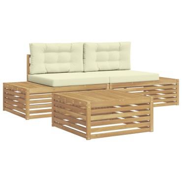 vidaXL 4 τεμ. Σειρά Καναπέ Εξωτερικού Λευκό 79x79x37cm  Τετραθέσιος