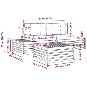 vidaXL 4 τεμ. Σειρά Καναπέ Εξωτερικού Λευκό 79x79x37cm  Τετραθέσιος