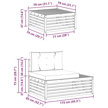 vidaXL 4 τεμ. Σειρά Καναπέ Εξωτερικού Λευκό 79x79x37cm  Τετραθέσιος