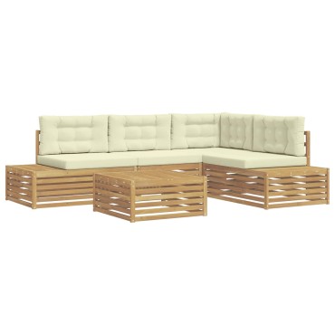 vidaXL 6 τεμ. Σειρά Καναπέ Εξωτερικού Λευκό 79x79x37cm  Γωνιακός