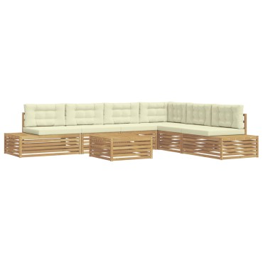 vidaXL 8 τεμ. Σειρά Καναπέ Εξωτερικού Λευκό 79x79x37cm  Γωνιακός