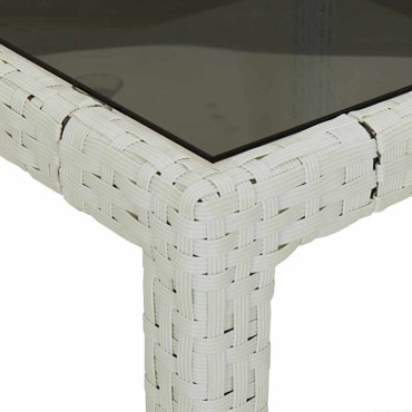 vidaXL Τραπέζι Κήπου Λευκό 90x90x75cm συνθετικό ρατάν 1 τεμ.