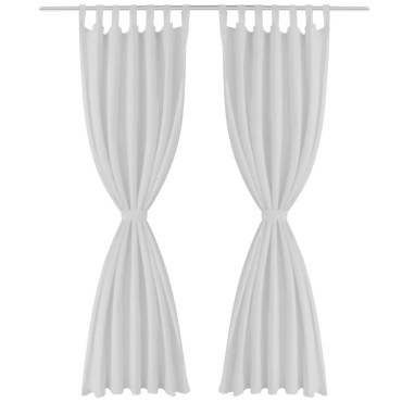 Κουρτίνες με Θηλιές 2 τεμ. Λευκές 140 x 225 εκ. από Microsatin