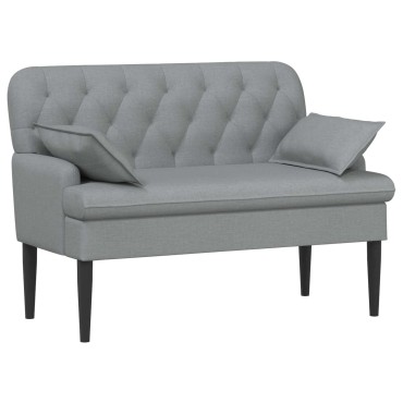 vidaXL Love seat με κουμπιά Ανοιχτό γκρι 111x68x80cm Ύφασμα