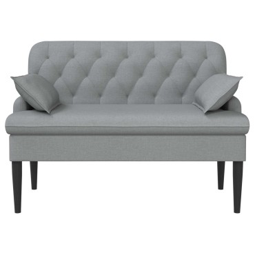 vidaXL Love seat με κουμπιά Ανοιχτό γκρι 111x68x80cm Ύφασμα